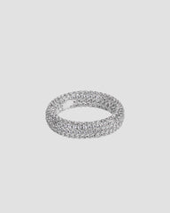 Koluré Pavé Ring – rhodinierter, steinbesetzter Ring in Silber mit Zirkonia