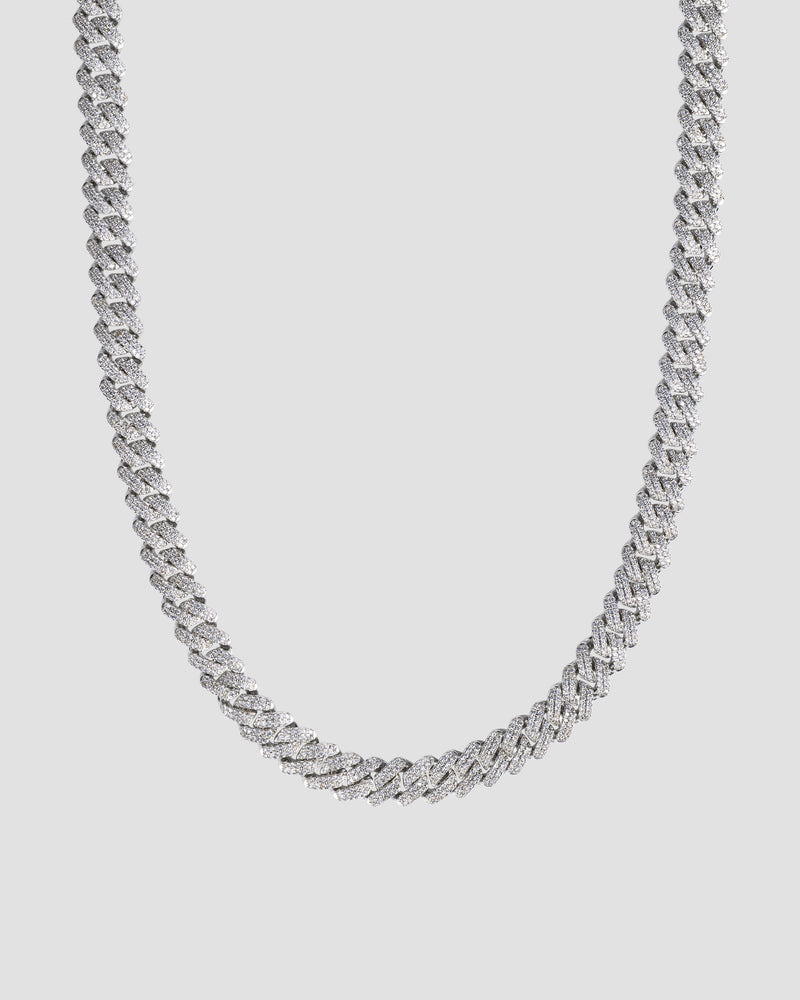 Koluré Cuban Chain – rhodinierte, steinbesetzte Cuban-Link-Halskette in Silber mit Zirkonia