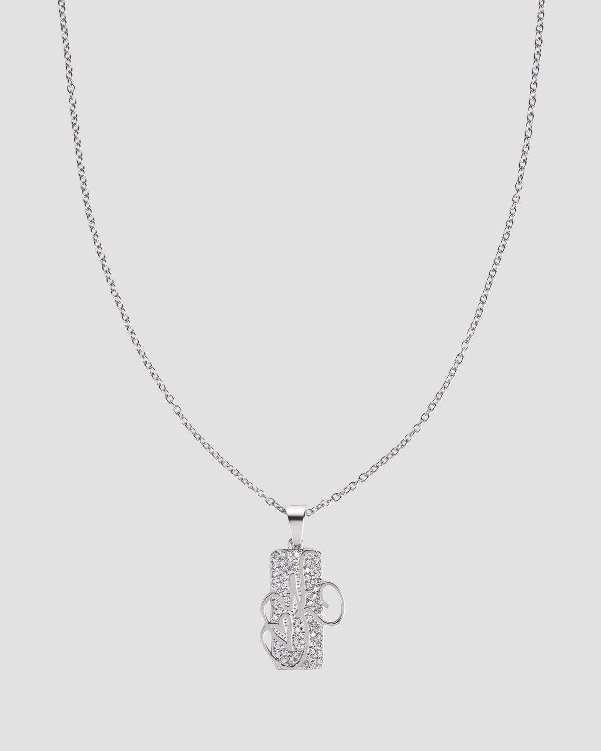 Koluré K Ice Chain – steinbesetzte Halskette aus Edelstahl in Silber mit Zirkonia-K-Anhänger