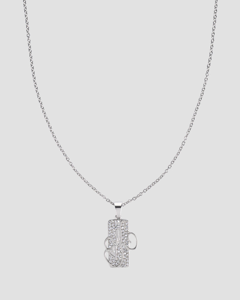 Koluré K Ice Chain – steinbesetzte Halskette aus Edelstahl in Silber mit Zirkonia-K-Anhänger