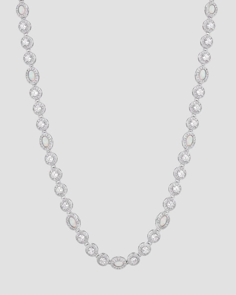Koluré Luxe Crystal Chain – rhodinierte, steinbesetzte Halskette in Silber mit Zirkonia