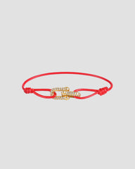 Koluré Ice Cord Gold – rotes Cord-Armband mit 18K vergoldetem, steinbesetztem Mittelstück