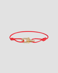 Koluré Ice Cord Gold – rotes Cord-Armband mit 18K vergoldetem, steinbesetztem Mittelstück