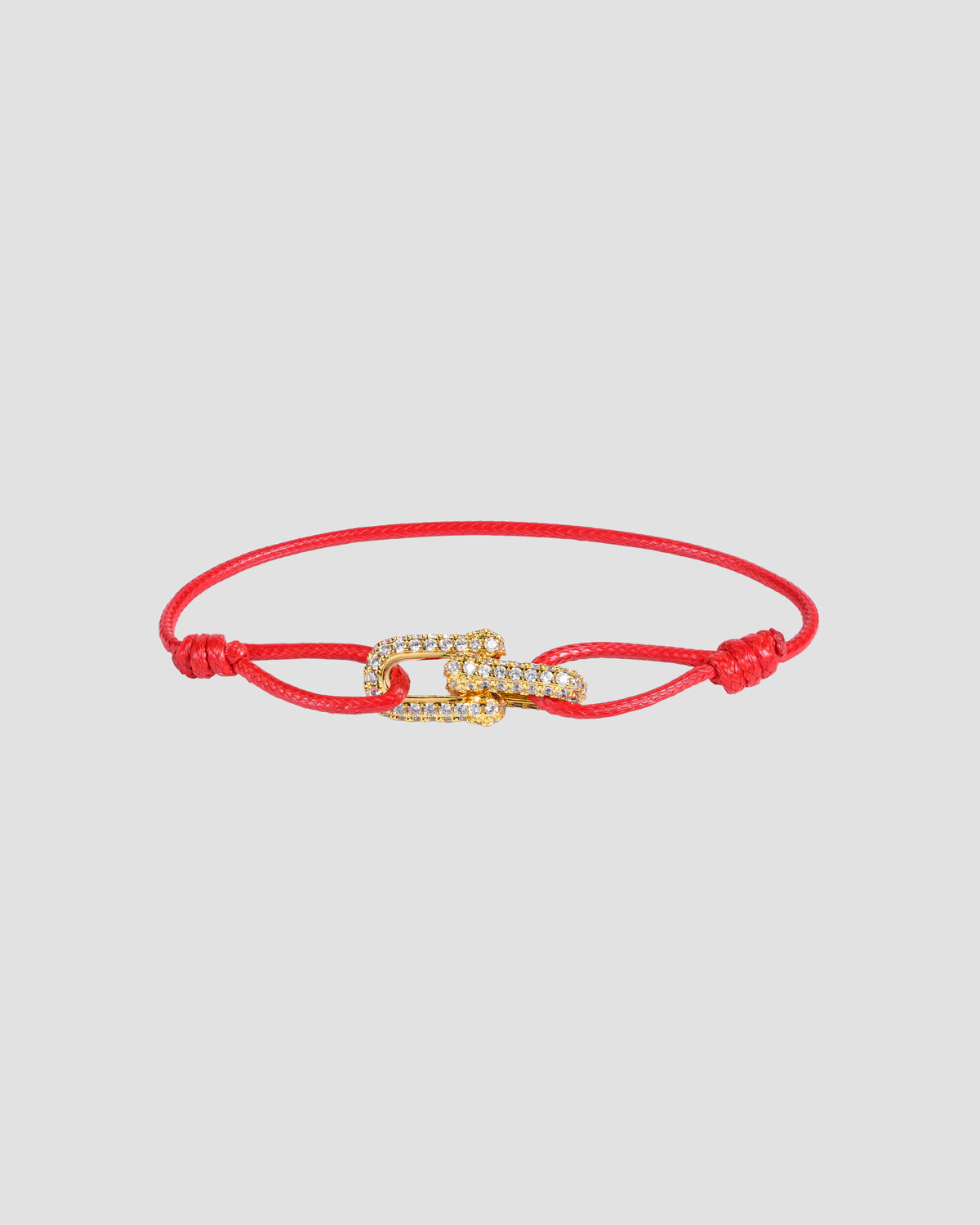Koluré Ice Cord Gold – rotes Cord-Armband mit 18K vergoldetem, steinbesetztem Mittelstück
