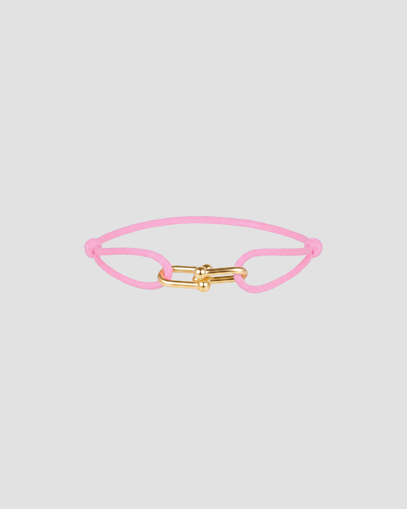 Koluré Twist Cord Gold – rosa Cord-Armband mit Edelstahlelement in Gold