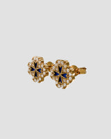 Koluré LIEN D’ÉCLAT Earrings Blue – vergoldete Blüten-Ohrstecker mit blauen Blütenflächen und Zirkonia