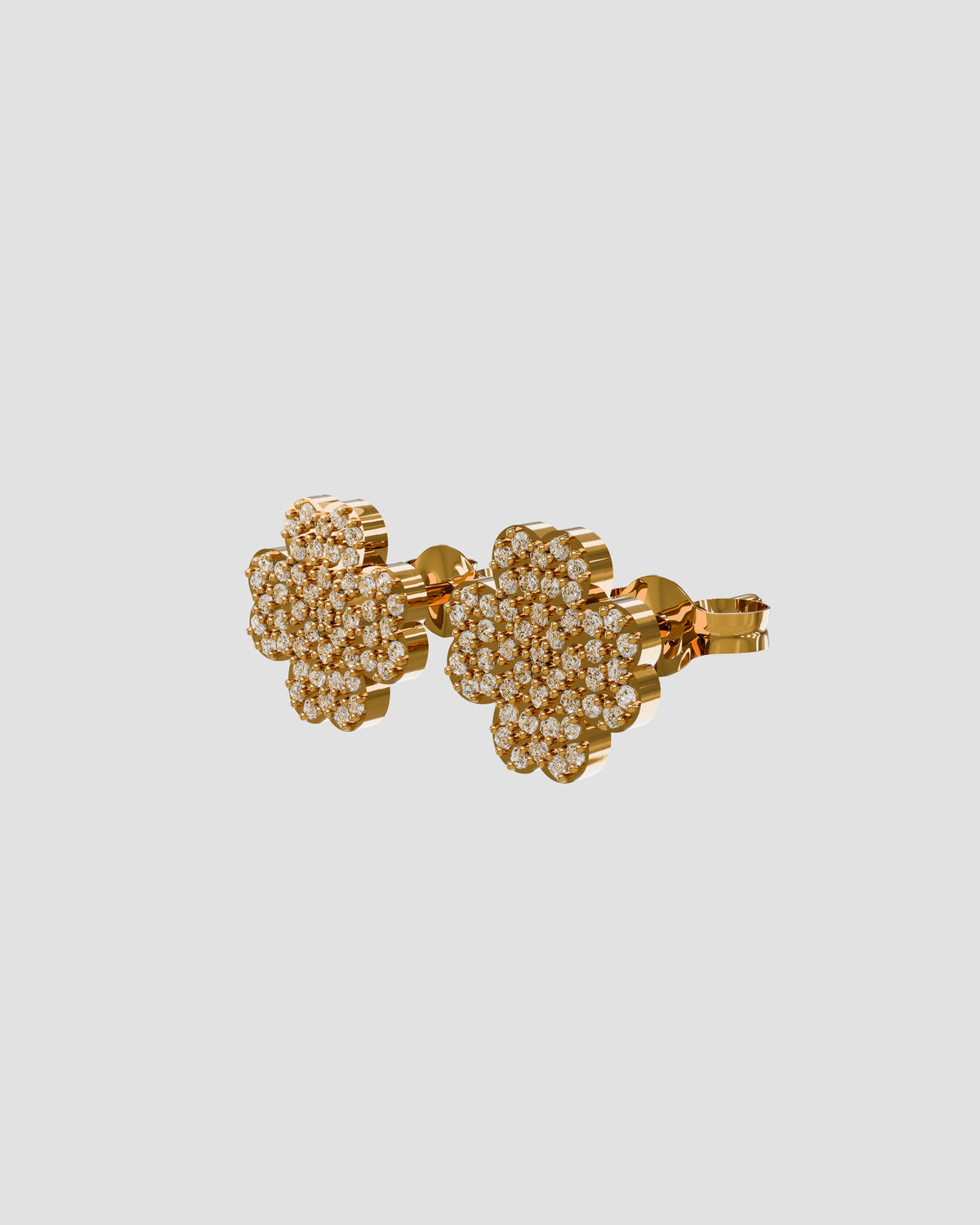 Koluré LIEN D’ÉCLAT Earrings Gold – vergoldete Blüten-Ohrstecker mit handbesetzten Zirkonia